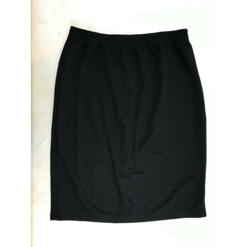 Maggie Sweet Straight Skirt Women's Size L Black Flat Front Pencil Cut Pull On